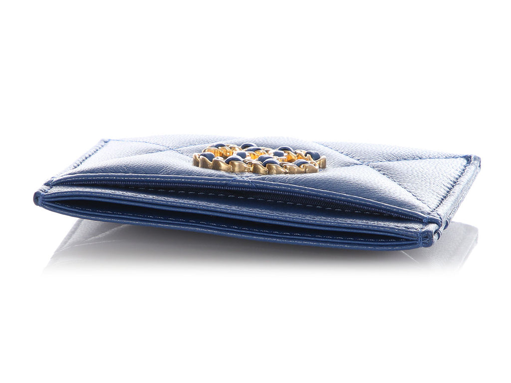 Chanel Blue Quilted Lambskin Card Holder