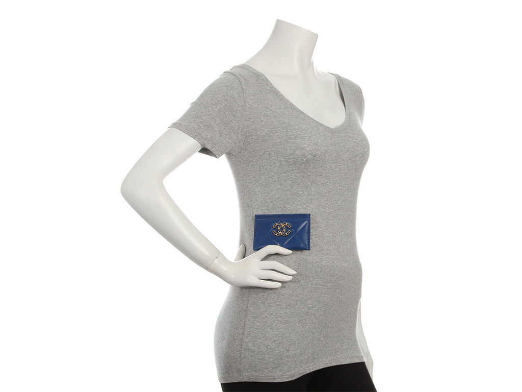 Chanel Blue Quilted Lambskin Card Holder