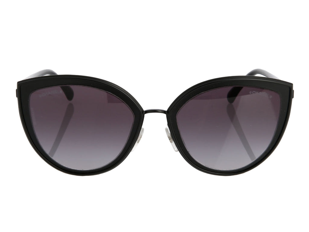 Chanel Matte Black Cat Eye Sunglasses