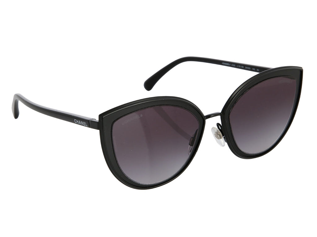 Chanel Matte Black Cat Eye Sunglasses