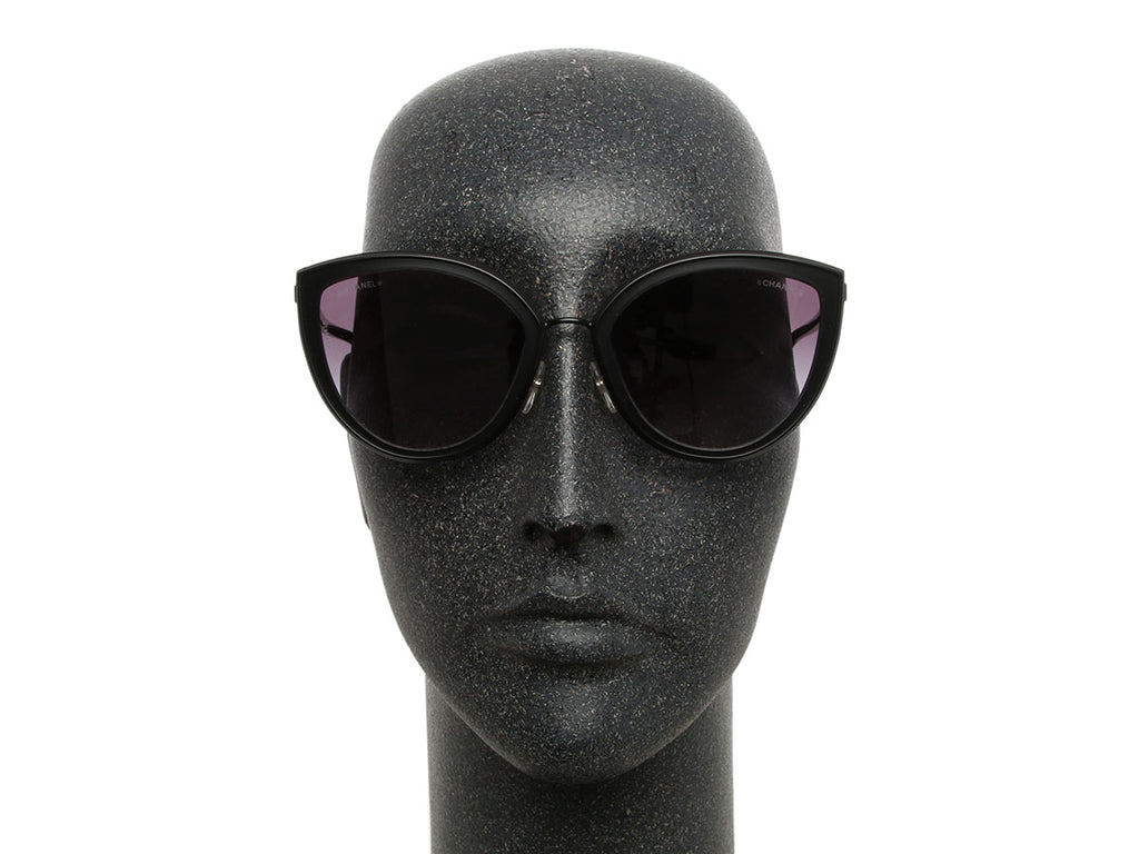 Chanel Matte Black Cat Eye Sunglasses