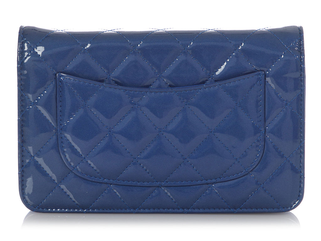 Chanel Blue Quilted Patent Wallet on Chain WOC