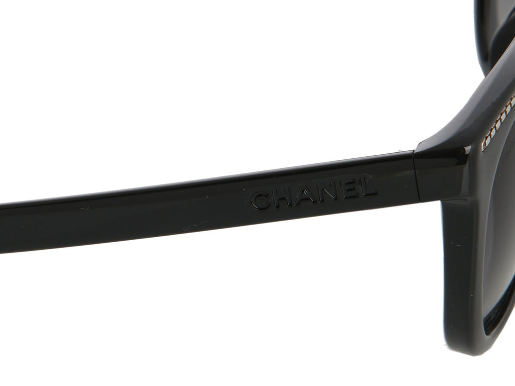 Chanel Black Polarized Chain Sunglasses