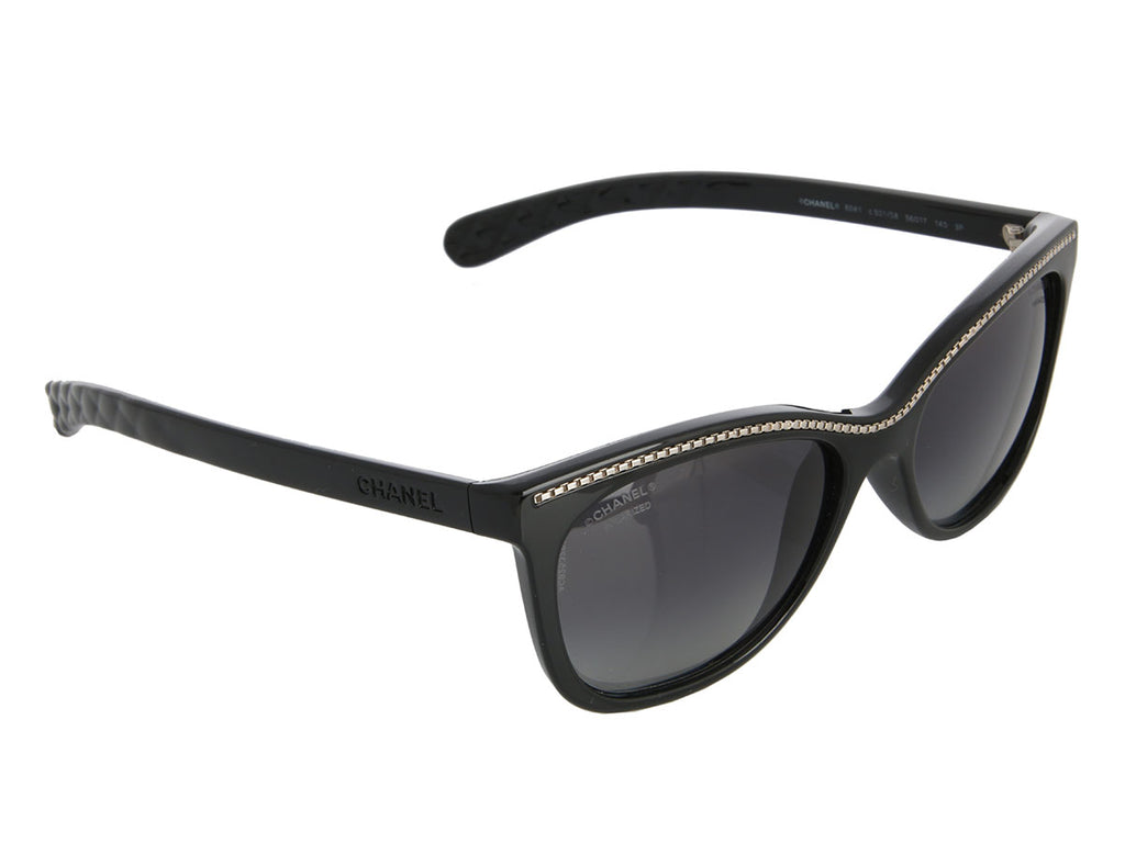Chanel Black Polarized Chain Sunglasses