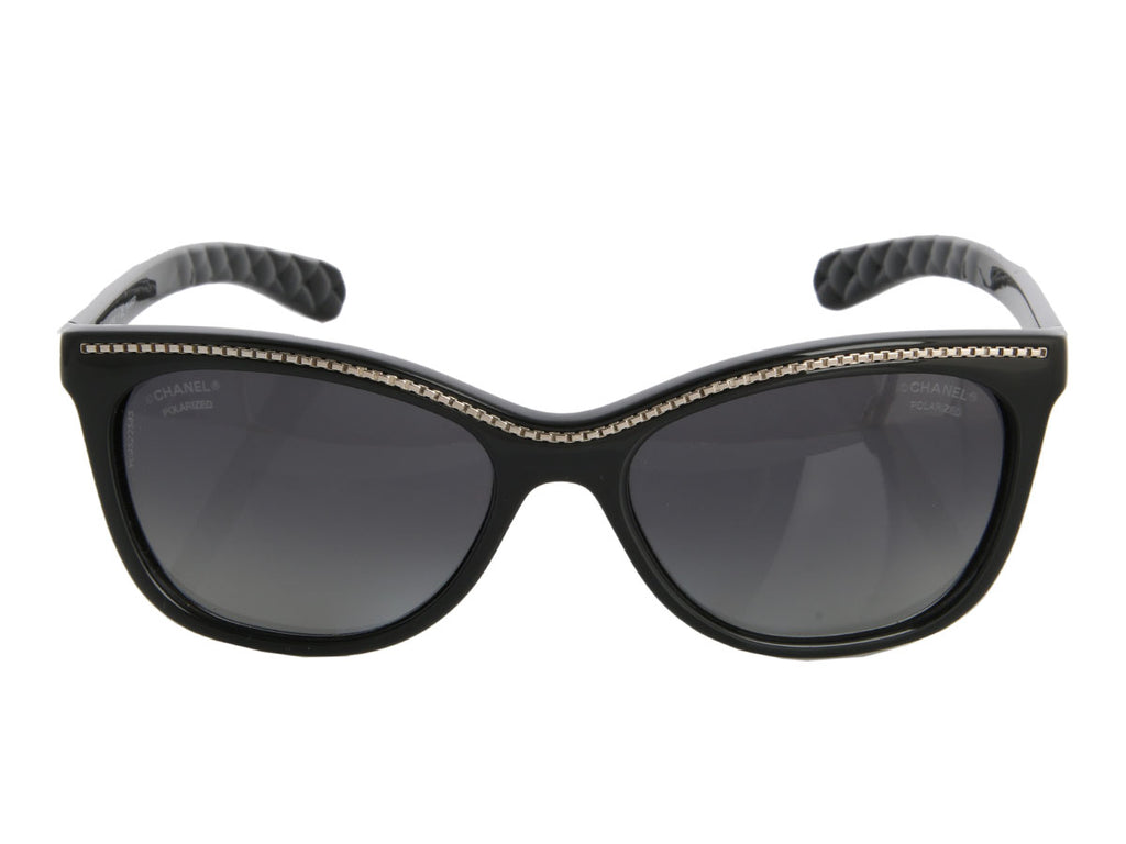 Chanel Black Polarized Chain Sunglasses