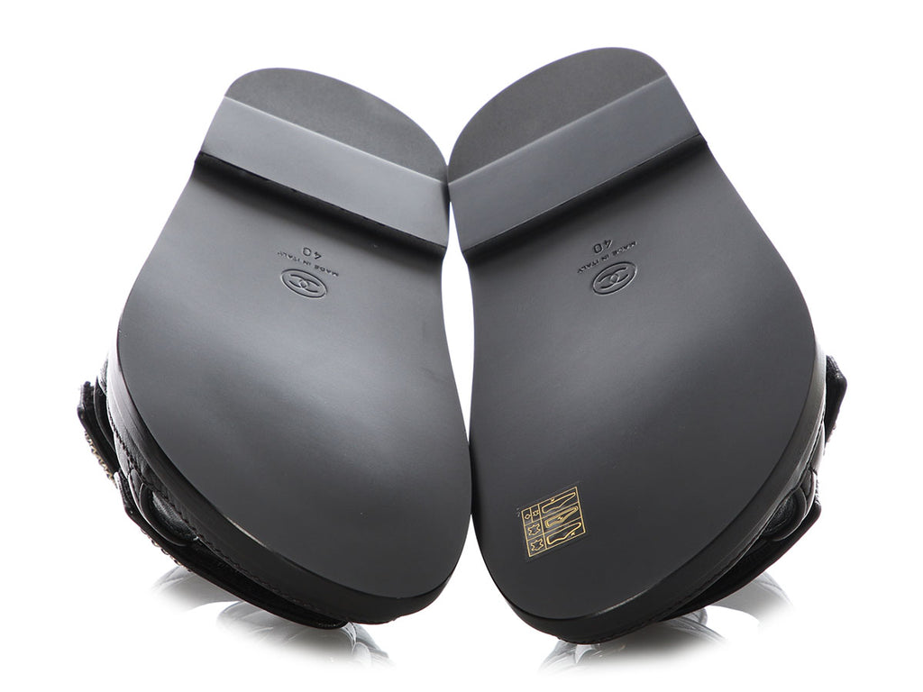 Chanel Black Lambskin Dad Sandals