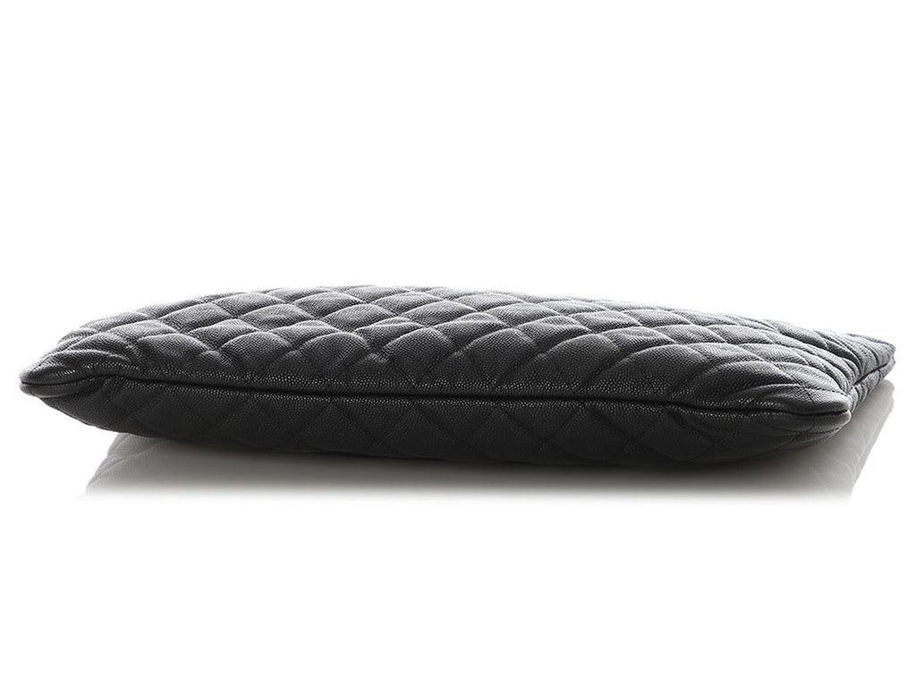 Chanel Large Black Quilted Caviar Pouch