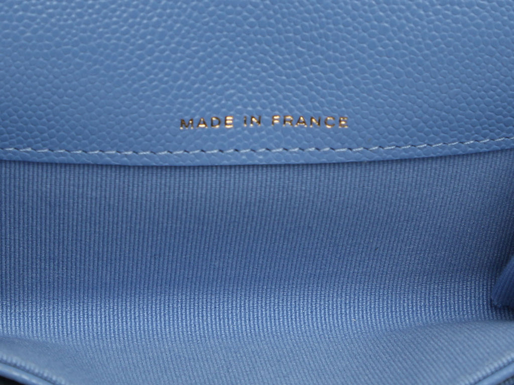Chanel Periwinkle Quilted Caviar Flap Card Holder