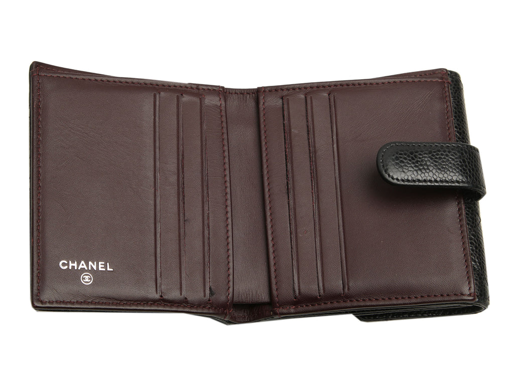 Chanel Small Black Quilted Caviar Classic Wallet
