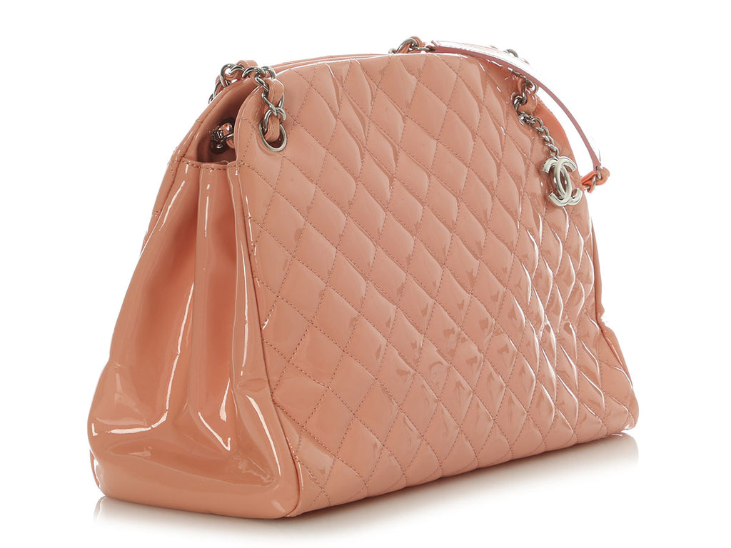 Chanel Large Pink Quilted Patent Mademoiselle Bowling Bag