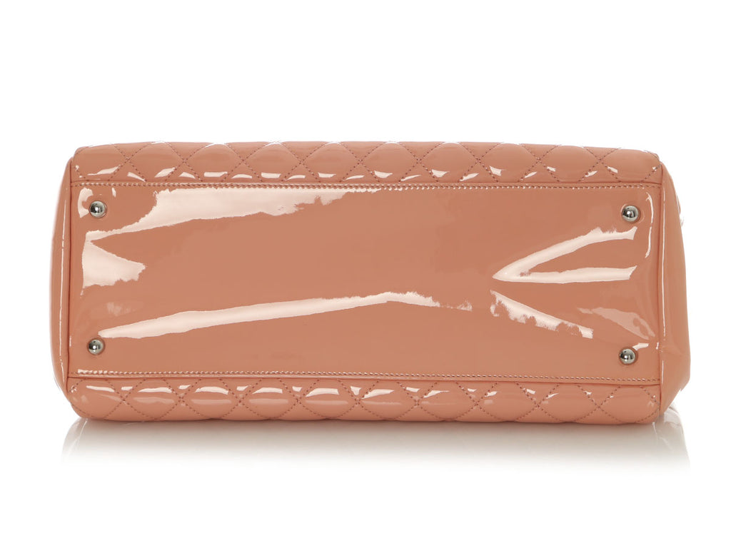 Chanel Large Pink Quilted Patent Mademoiselle Bowling Bag