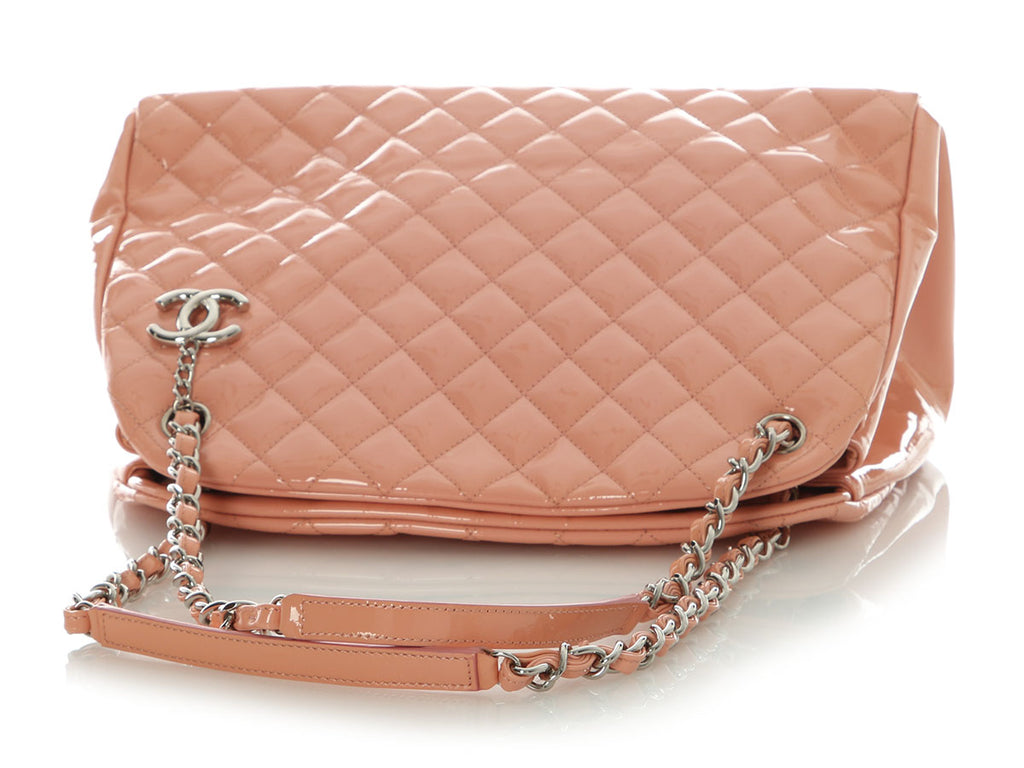 Chanel Large Pink Quilted Patent Mademoiselle Bowling Bag