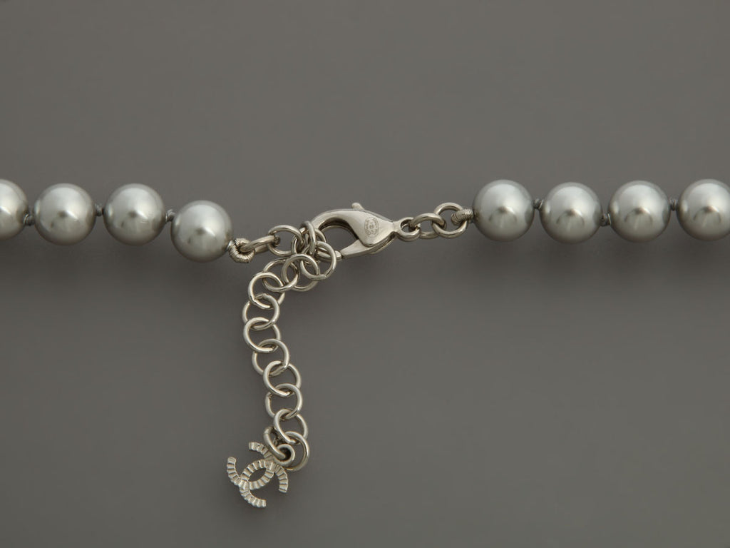 Chanel Gray Pearl Long Necklace