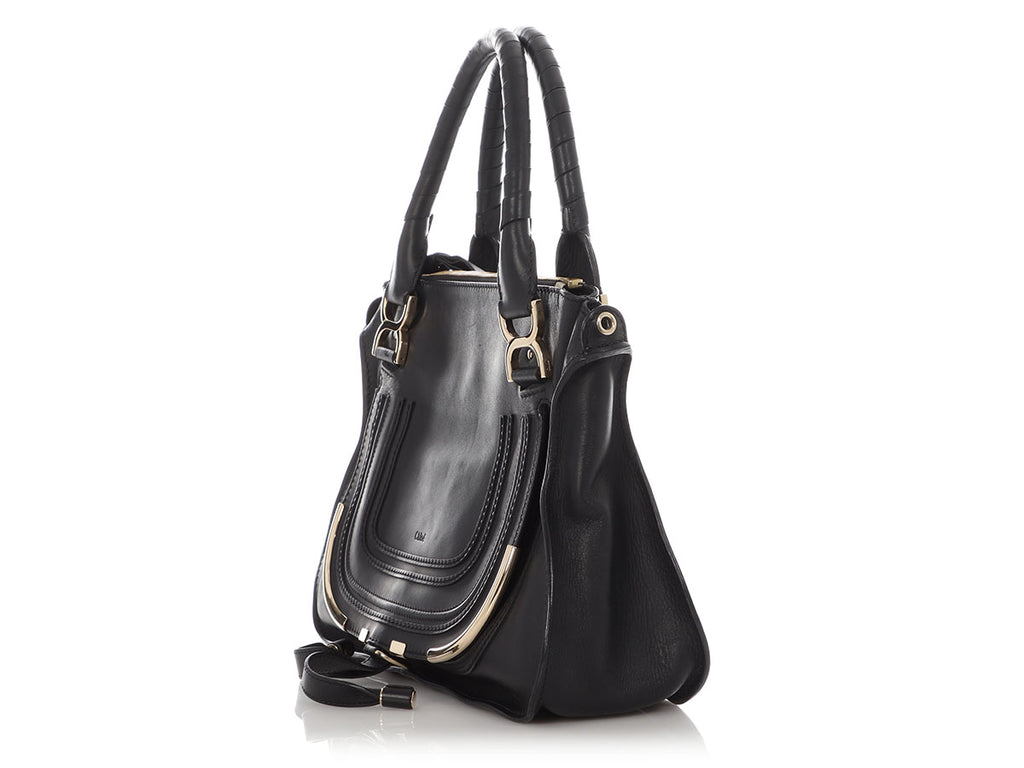 Chloé Medium Black Metal Trim Marcie Shoulder Bag