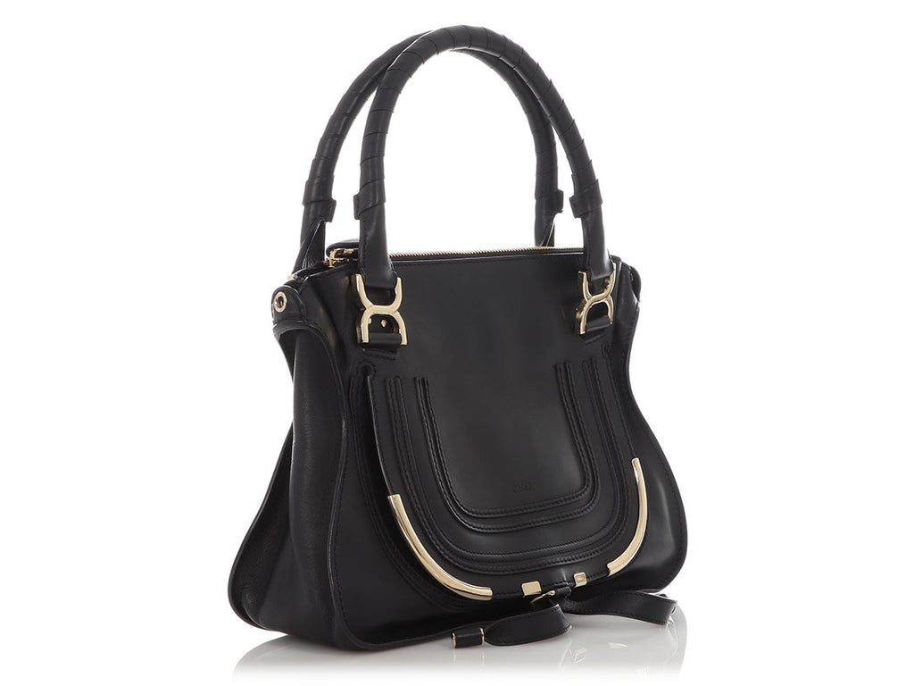 Chloé Medium Black Metal Trim Marcie Shoulder Bag