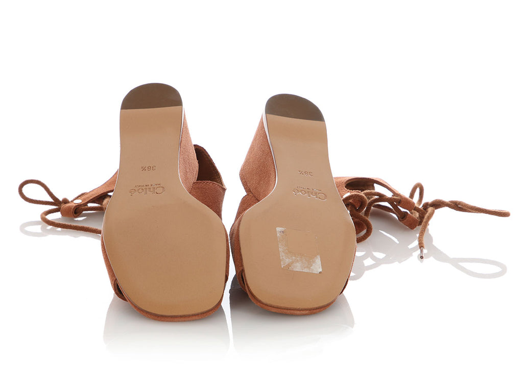 Chloe Brown Suede Lace-Up Gladiator Sandals