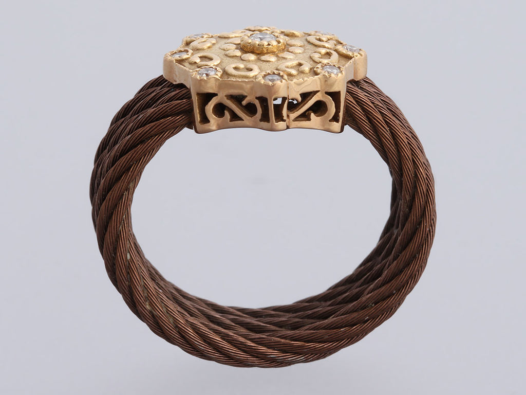 Charriol 18K Rose Gold Diamond and Bronze Cable PVD Celtic Ring