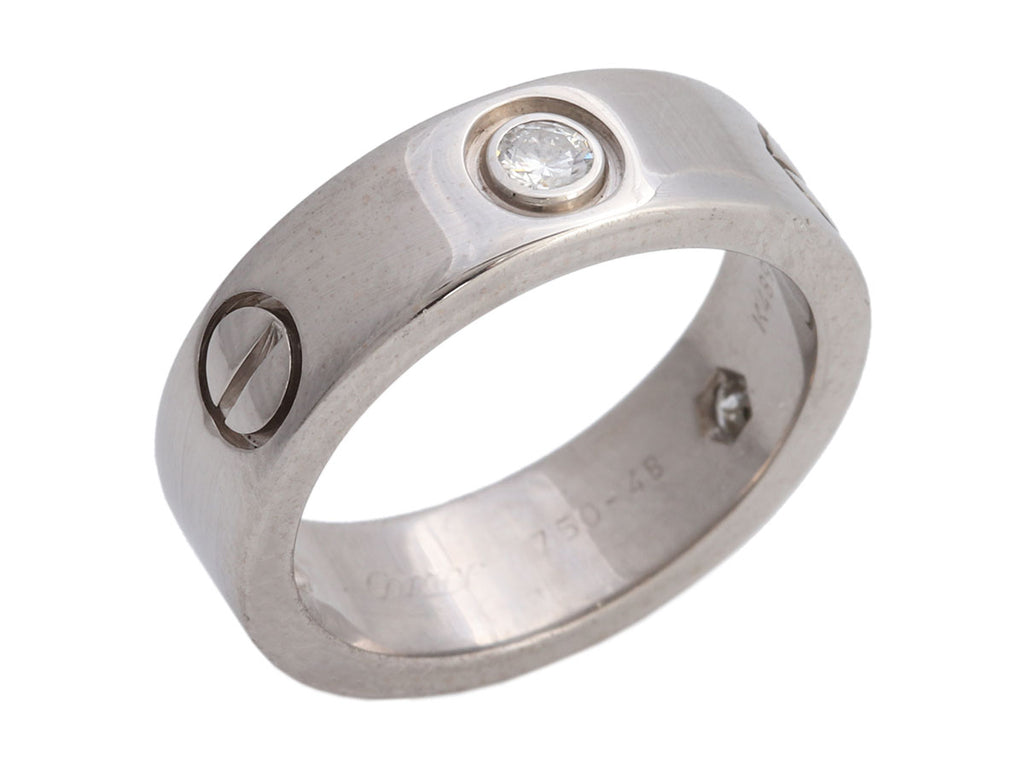 Cartier 18K White Gold 3-Diamond Love Band Ring