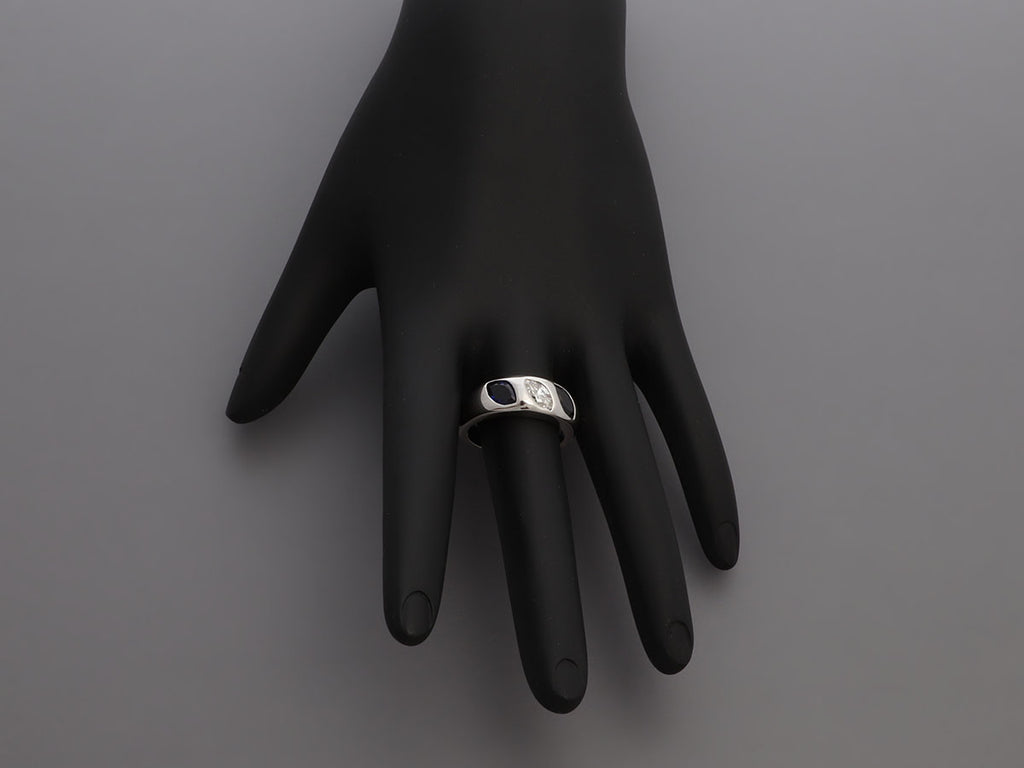 14K White Gold Diamond and Sapphire Ring