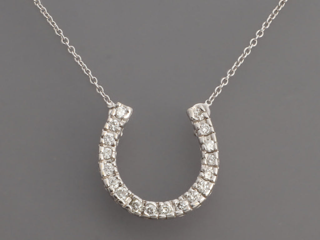 18K White Gold Diamond Horseshoe Necklace