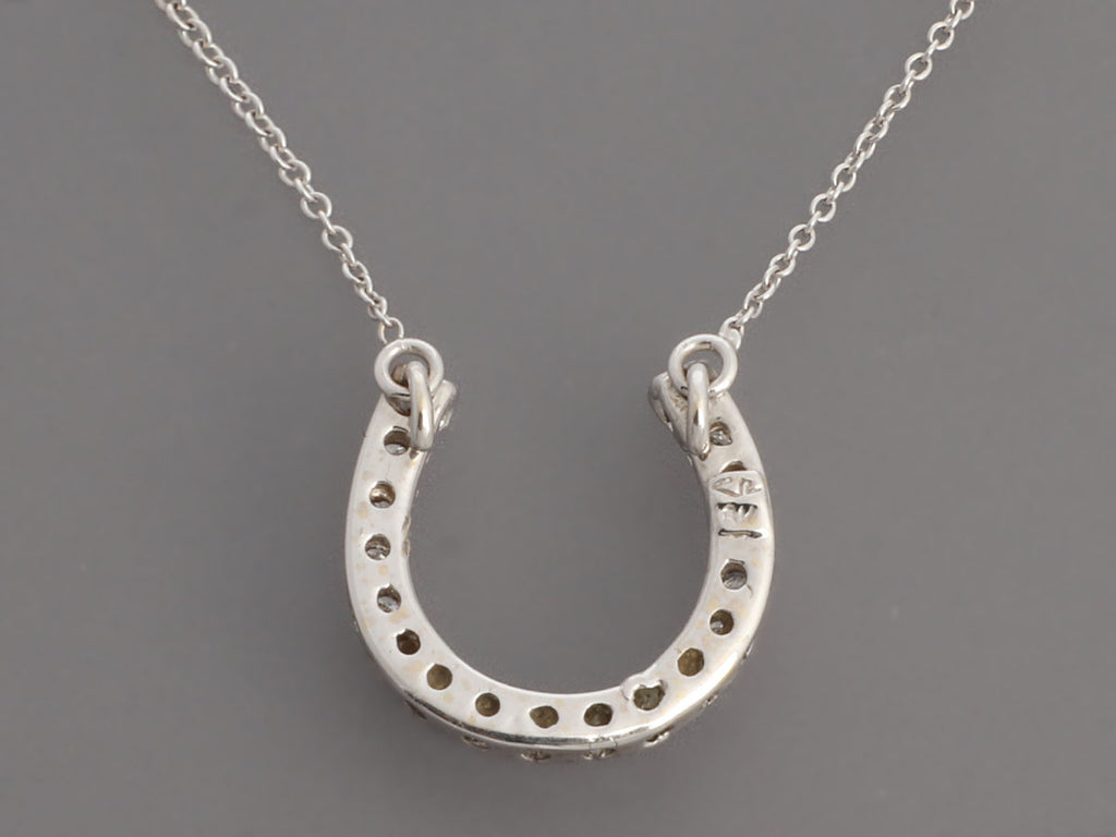 18K White Gold Diamond Horseshoe Necklace