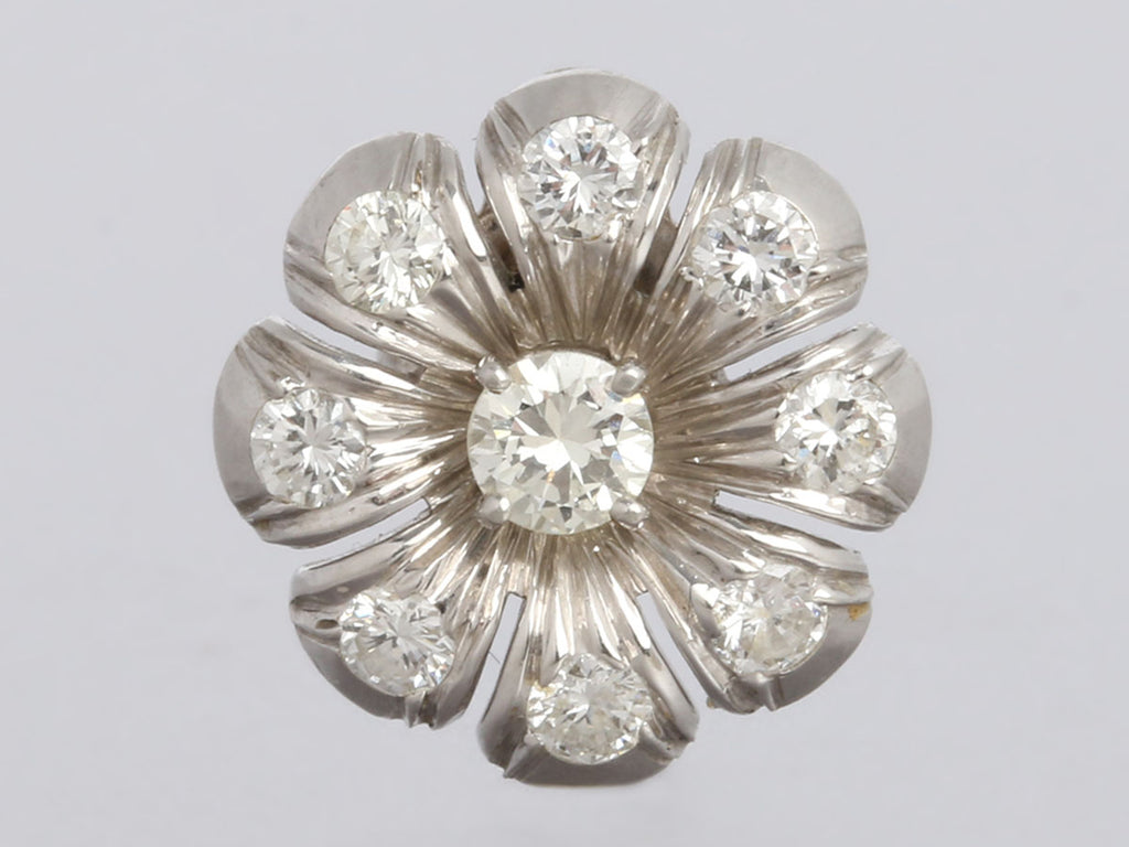 14K White Gold 0.50-Carat Diamond Flower Earrings