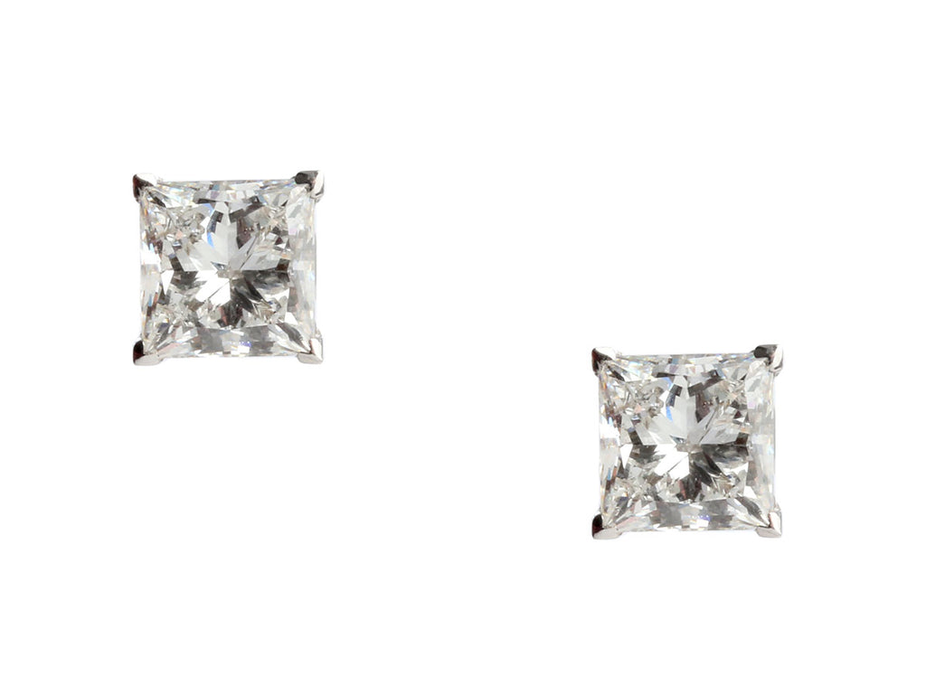 18K White Gold 2-Carat Princess-Cut Lab Diamond Earrings