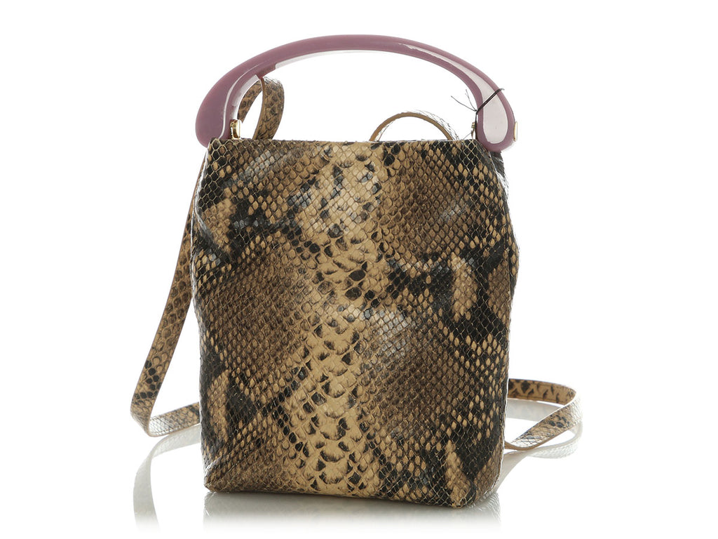 Dries Van Noten Beige Snake-Print W.L. Bag