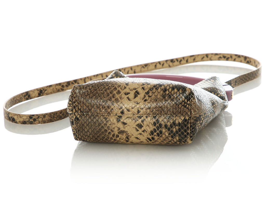 Dries Van Noten Beige Snake-Print W.L. Bag