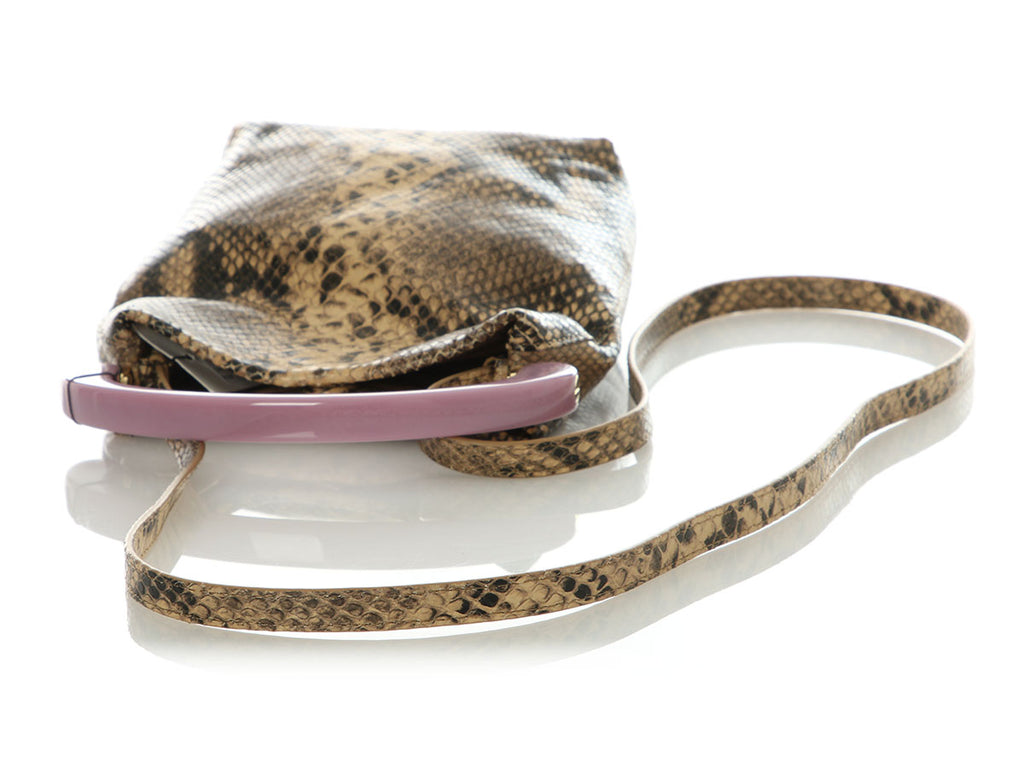 Dries Van Noten Beige Snake-Print W.L. Bag