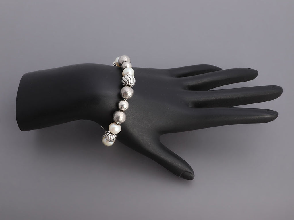 David Yurman Sterling Silver Pearl and Bead Spiritual Bracelet