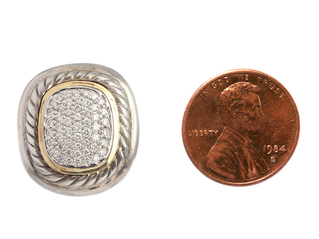 David Yurman Two-Tone Pavé Diamond Albion Pierced Earrings