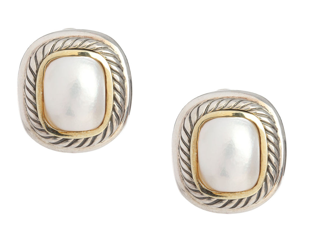 David Yurman Two-Tone Pearl Albion Pierced Earrings