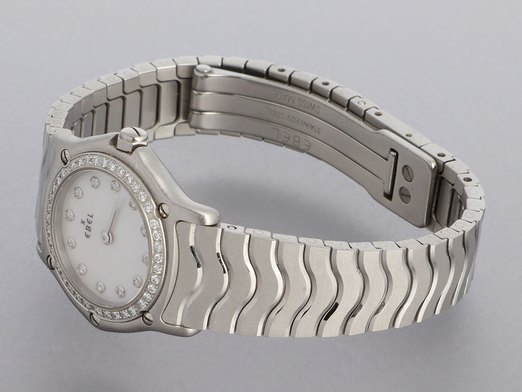 Ebel Stainless Steel Diamond Ladies Classic Wave Watch 24mm