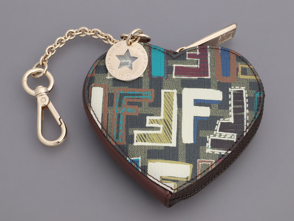Fendi Multicolor Graffiti Zucca Heart Coin Purse