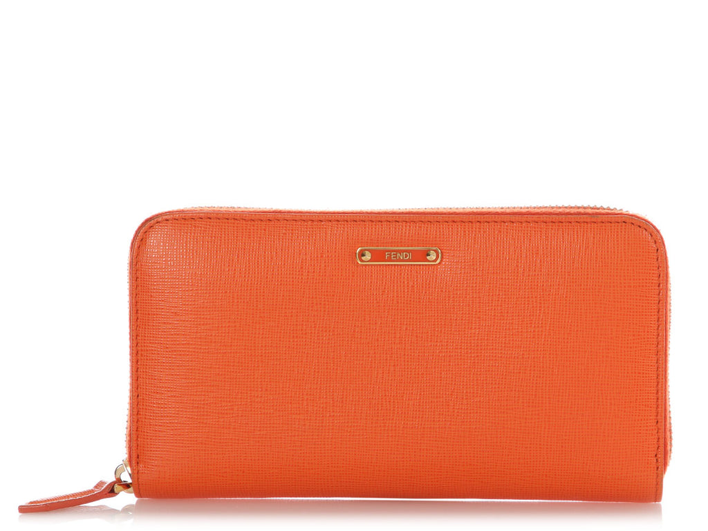 Fendi Orange Ziparound Wallet