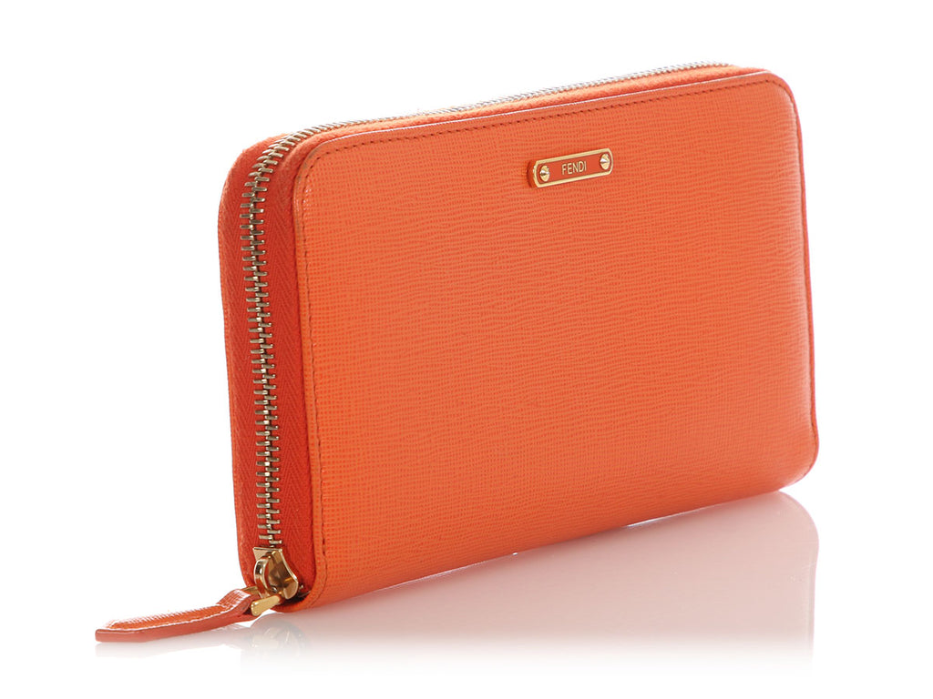 Fendi Orange Ziparound Wallet