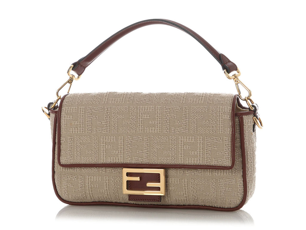 Fendi Beige Jacquard Sardo FF 1974 Baguette