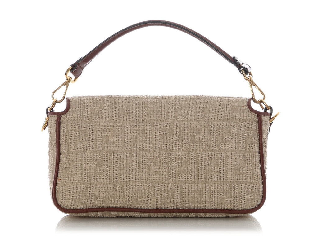 Fendi Beige Jacquard Sardo FF 1974 Baguette