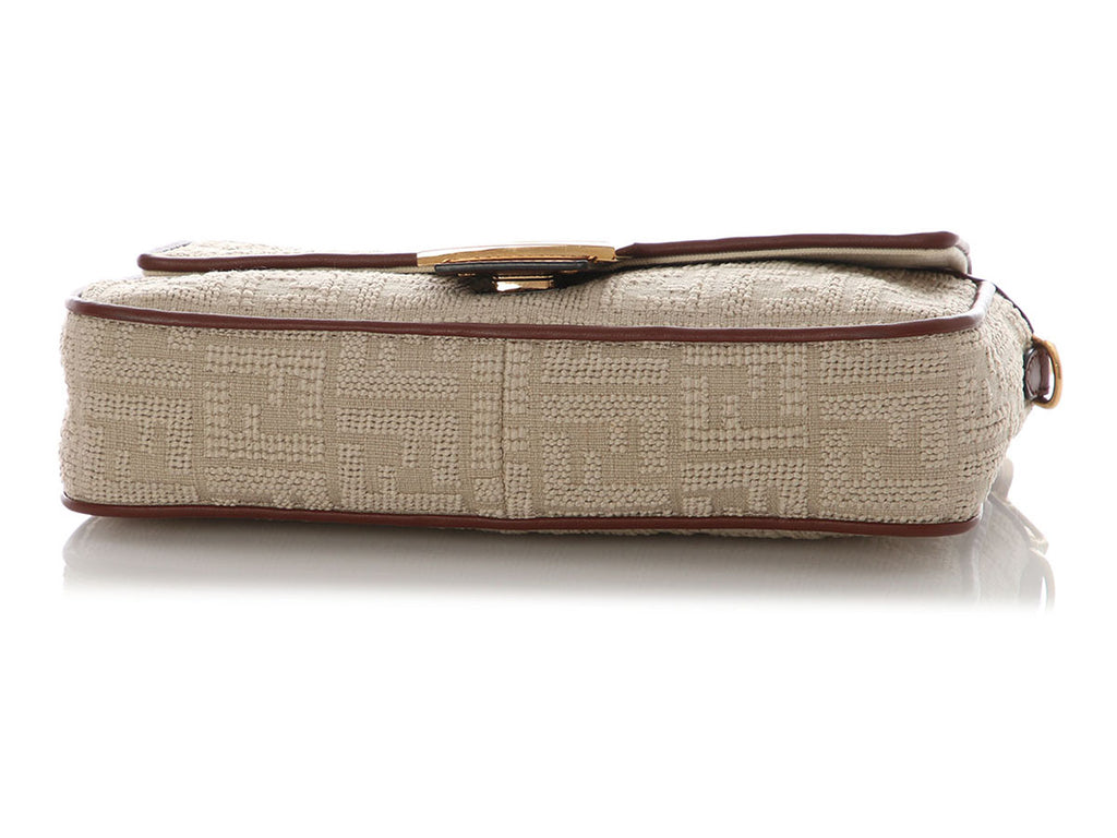 Fendi Beige Jacquard Sardo FF 1974 Baguette