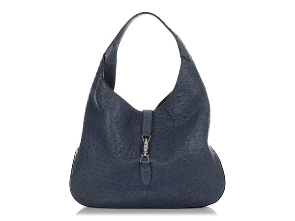 Gucci Blue Ostrich Jackie Hobo