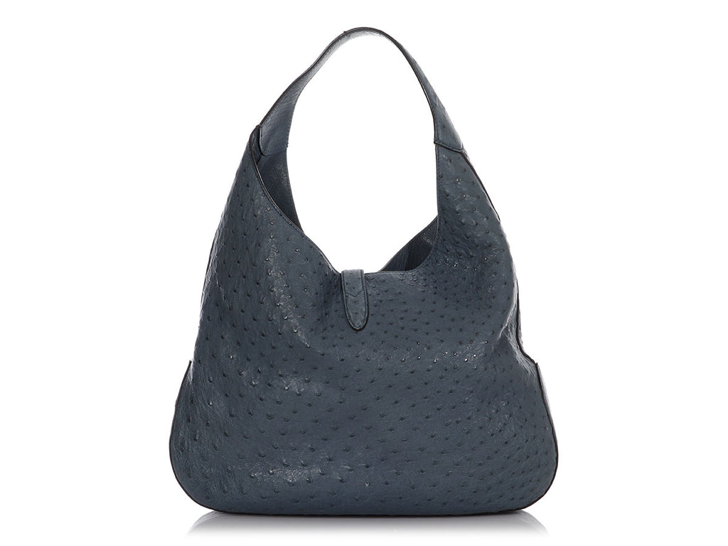 Gucci Blue Ostrich Jackie Hobo