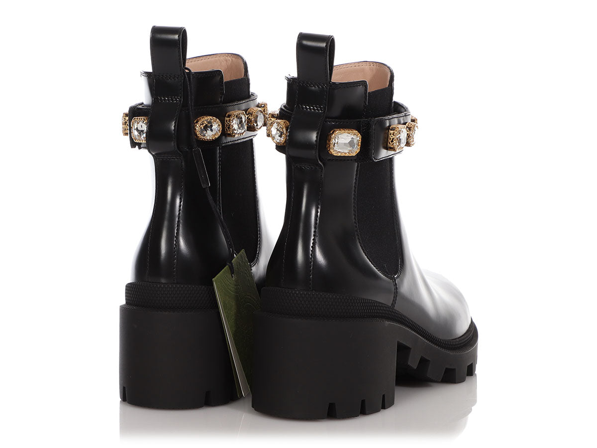 Gucci Black Jeweled Belted Ankle Boots - Ann's Fabulous Closeouts