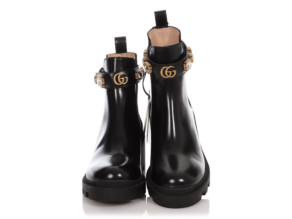 Gucci Black Jeweled Belted Ankle Boots - Ann's Fabulous Closeouts