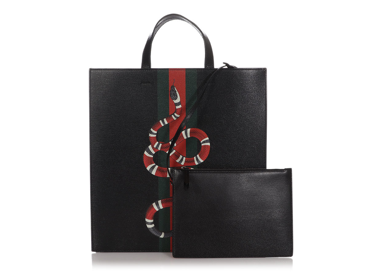 Gucci Snake Print Leather Top Handle Bag