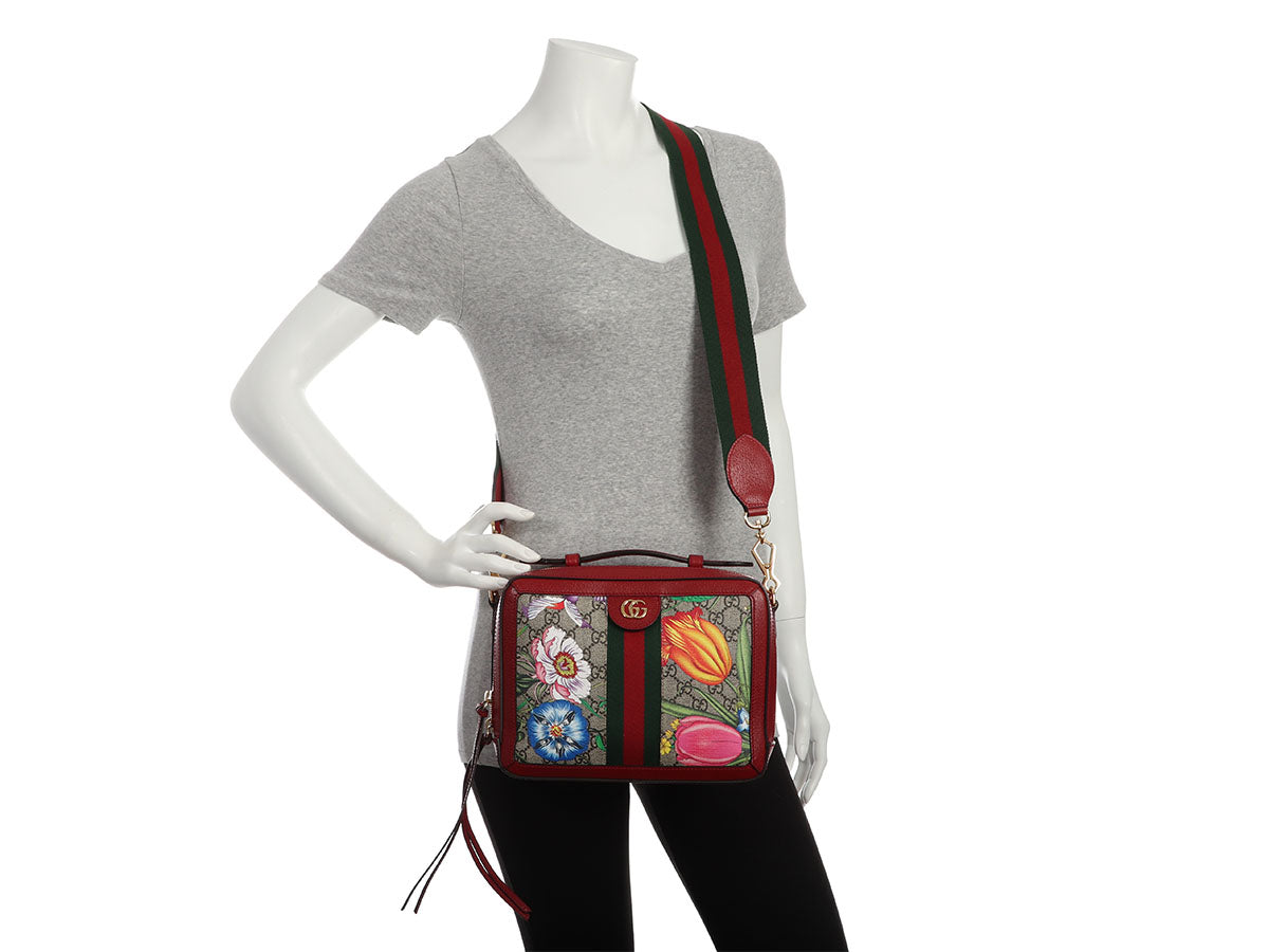 Gucci Small Red Ophidia GG Flora Web Shoulder Bag Ann's Fabulous
