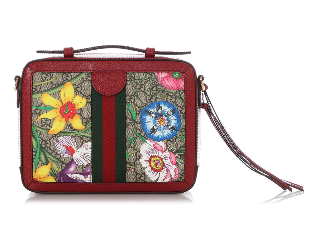 Gucci Small Red Ophidia GG Flora Web Shoulder Bag