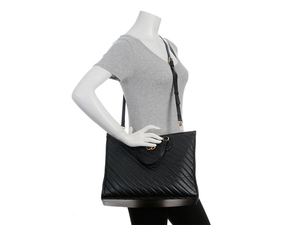 Gucci Black Matelassé Diagonal GG Marmont Tote