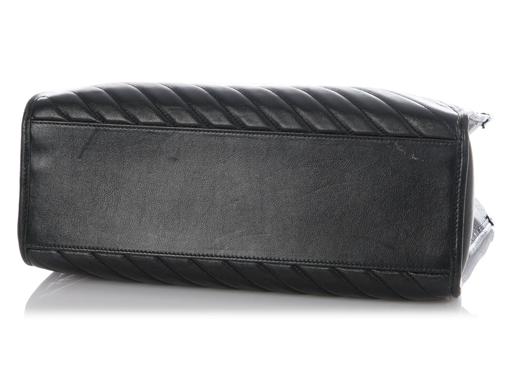 Gucci Black Matelassé Diagonal GG Marmont Tote