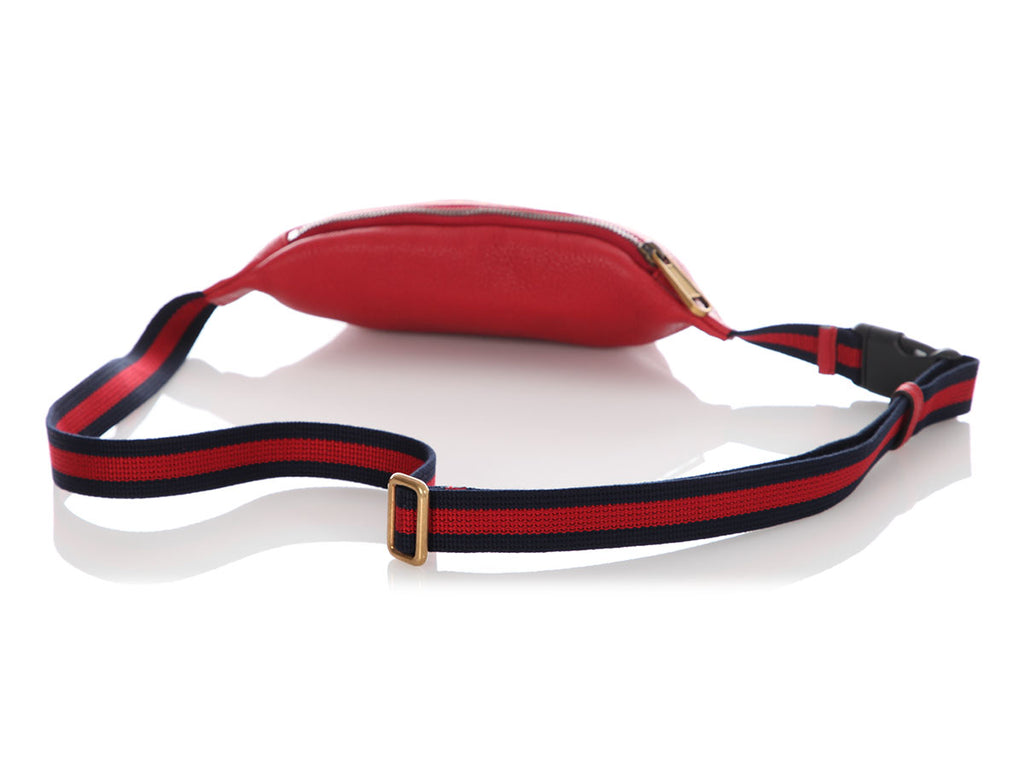 Gucci Small Hibiscus Red Leather Coco Capitan Logo Belt Bag
